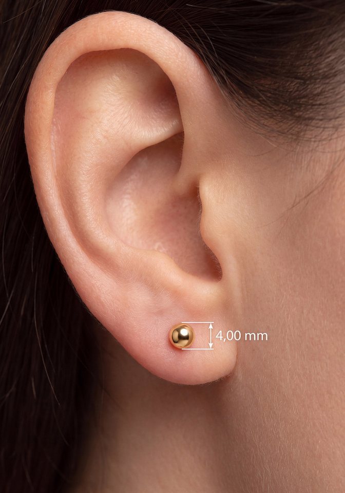 JOBO Paar Ohrstecker Kugel, 333 Gold 4 mm – Bild 2 von 3