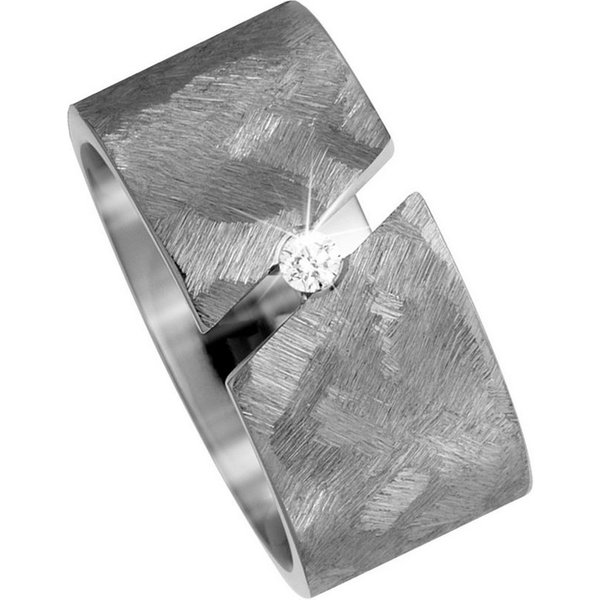 JOBO Partnerring Breiter Ring Titanring, Titan matt mit Diamant