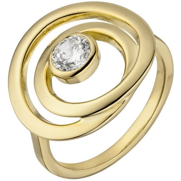 JOBO Silberring, 925 Silber vergoldet mit 1 Zirkonia