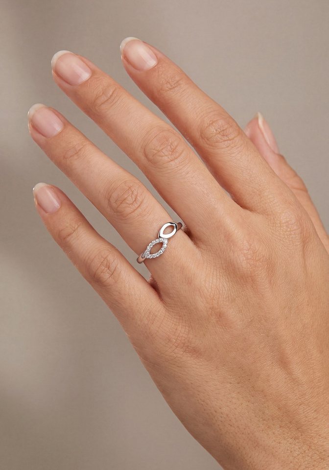 JOBO Silberring Ring Navette, 925 Silber mit 12 Zirkonia – Bild 2 von 3
