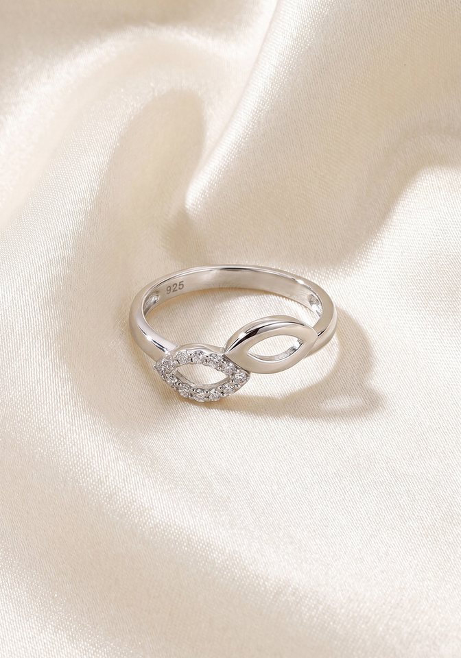 JOBO Silberring Ring Navette, 925 Silber mit 12 Zirkonia – Bild 3 von 3