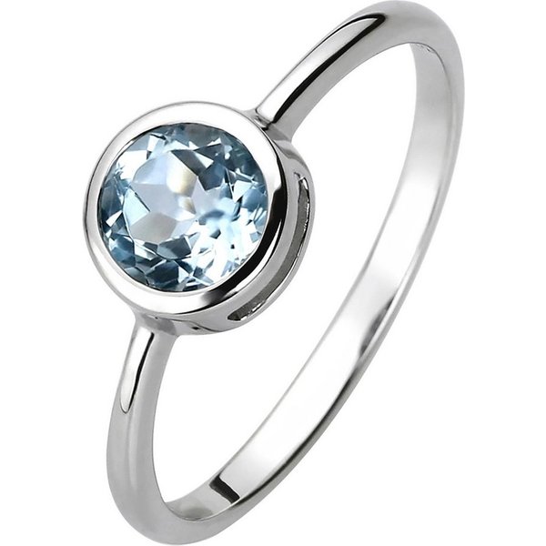 JOBO Silberring Ring schmal, 925 Silber mit Blautopas