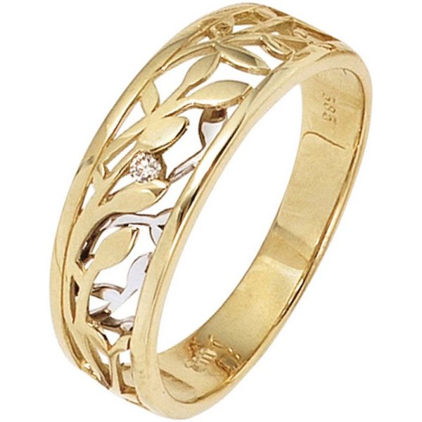 JOBO Solitärring, 585 Gold bicolor mit Diamant 0,02 ct.