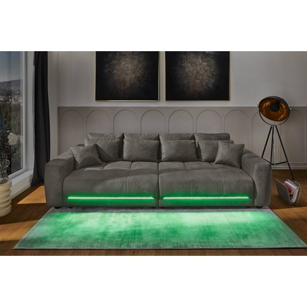 Jockenhöfer Gruppe Big-Sofa Lumina, XXL, B: 294 cm, mit LED-RGB-Beleuchtung, Liegefläche 120x240cm, Mega-Sofa, inklusive Federkernpolsterung und 10 Kissen
