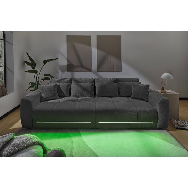 Jockenhöfer Gruppe Big-Sofa Lumina, XXL, B: 294 cm, mit LED-RGB-Beleuchtung, Liegefläche 120x240cm, Mega-Sofa, inklusive Federkernpolsterung und 10 Kissen