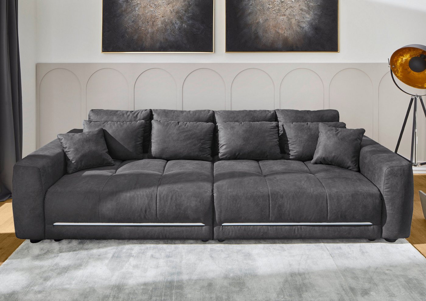 Jockenhöfer Gruppe Big-Sofa Lumina, XXL, B: 294 cm, mit LED-RGB-Beleuchtung, Liegefläche 120x240cm, Mega-Sofa, inklusive Federkernpolsterung und 10 Kissen – Bild 3 von 5