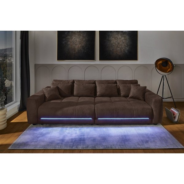 Jockenhöfer Gruppe Big-Sofa Lumina, XXL, B: 294 cm, mit LED-RGB-Beleuchtung, Liegefläche 120x240cm, Mega-Sofa, inklusive Federkernpolsterung und 10 Kissen