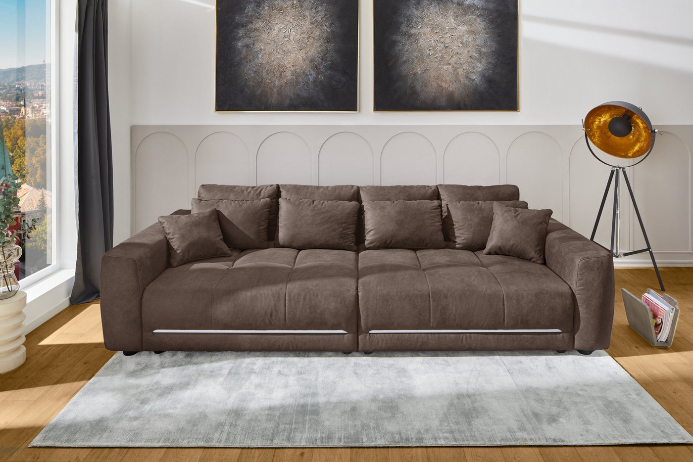 Jockenhöfer Gruppe Big-Sofa Lumina, XXL, B: 294 cm, mit LED-RGB-Beleuchtung, Liegefläche 120x240cm, Mega-Sofa, inklusive Federkernpolsterung und 10 Kissen – Bild 2 von 5
