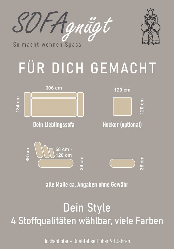 Jockenhöfer Gruppe Big-Sofa Moldau, B. 306 cm, mit Federkernpolsterung, Liegefläche 120x240 cm, Mega-Sofa im XXL-Format, Federkern, 12 Kissen – Bild 5 von 5
