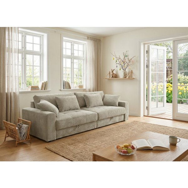Jockenhöfer Gruppe Big-Sofa Space XL, B: 284 cm, Mega-Sofa mit Bettkasten & 4 Zierkissen
