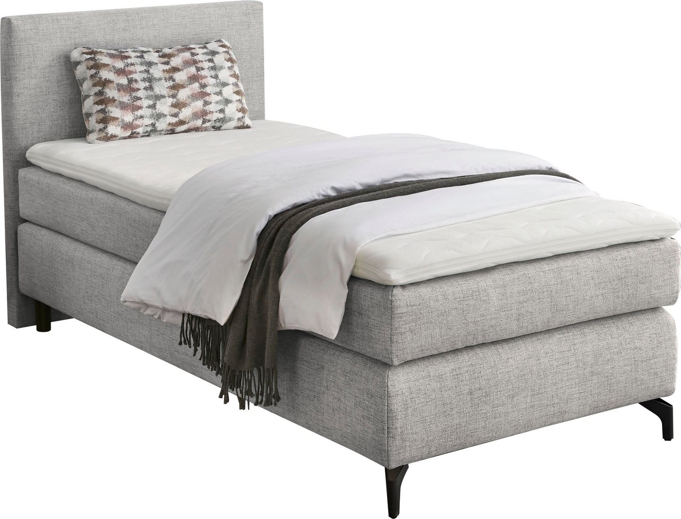 Jockenhöfer Gruppe Boxspringbett ALINA inkl. Bonnell- oder Tonnentaschenfederkernmatratze H2-H3, mit Kaltschaumtopper, Strukturstoff-Bezug, 90/140/180 cm x 200  – Bild 2 von 5