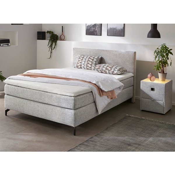 Jockenhöfer Gruppe Boxspringbett ALINA inkl. Bonnell- oder Tonnentaschenfederkernmatratze H2-H3, mit Kaltschaumtopper, Strukturstoff-Bezug, 90/140/180 cm x 200 
