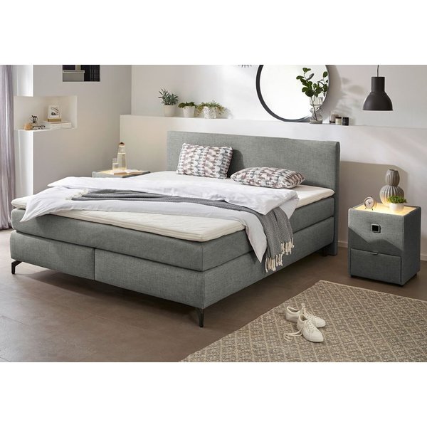 Jockenhöfer Gruppe Boxspringbett ALINA inkl. Bonnell- oder Tonnentaschenfederkernmatratze H2-H3, mit Kaltschaumtopper, Strukturstoff-Bezug, 90/140/180 cm x 200 