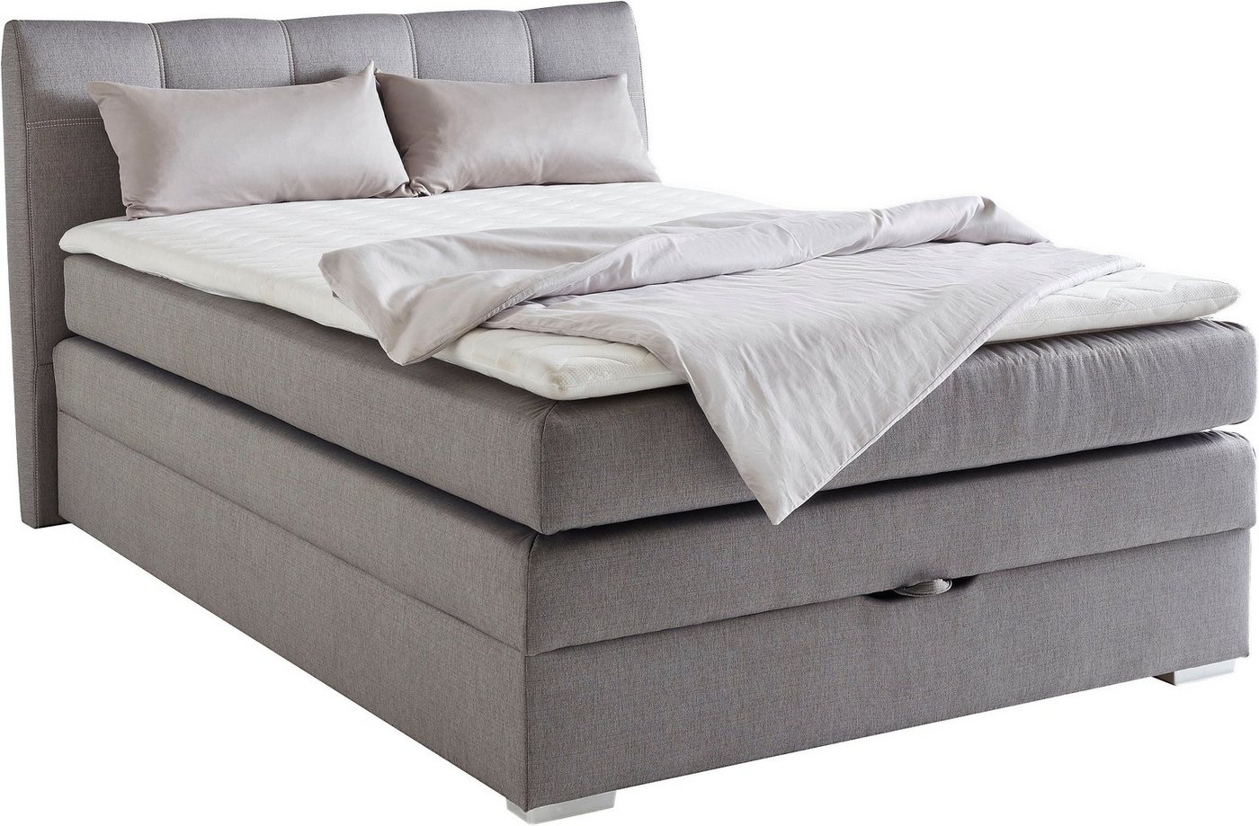 Jockenhöfer Gruppe Boxspringbett AMELIE, mit Bettkasten & Bonnell-Federkernmatratze, mit PUR-Schaum-Topper, Cord-oder Struktur-Bezug, 120/140 cm x 200 cm – Bild 4 von 5