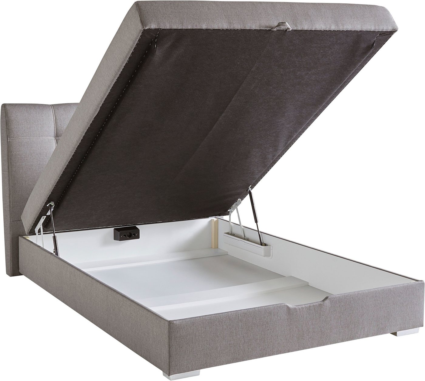 Jockenhöfer Gruppe Boxspringbett AMELIE, mit Bettkasten & Bonnell-Federkernmatratze, mit PUR-Schaum-Topper, Cord-oder Struktur-Bezug, 120/140 cm x 200 cm – Bild 5 von 5