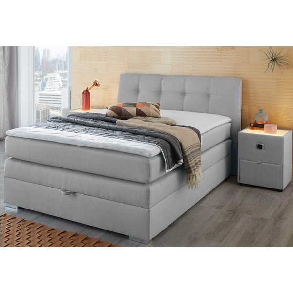 Jockenhöfer Gruppe Boxspringbett AMELIE, mit Bettkasten & Bonnell-Federkernmatratze, mit PUR-Schaum-Topper, Cord-oder Struktur-Bezug, 120/140 cm x 200 cm