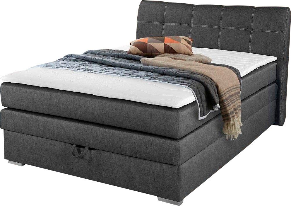 Jockenhöfer Gruppe Boxspringbett AMELIE, mit Bettkasten & Bonnell-Federkernmatratze, mit PUR-Schaum-Topper, Cord-oder Struktur-Bezug, 120/140 cm x 200 cm – Bild 2 von 5