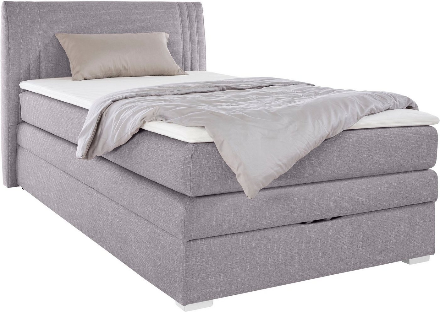 Jockenhöfer Gruppe Boxspringbett AMIRA, mit Bettkasten & Bonell- oder Tonnentaschen-Federkernmatratze (inkl. 6cm PUR-Schaum-Topper), gepolstertes Kopfteil, Stru – Bild 2 von 5