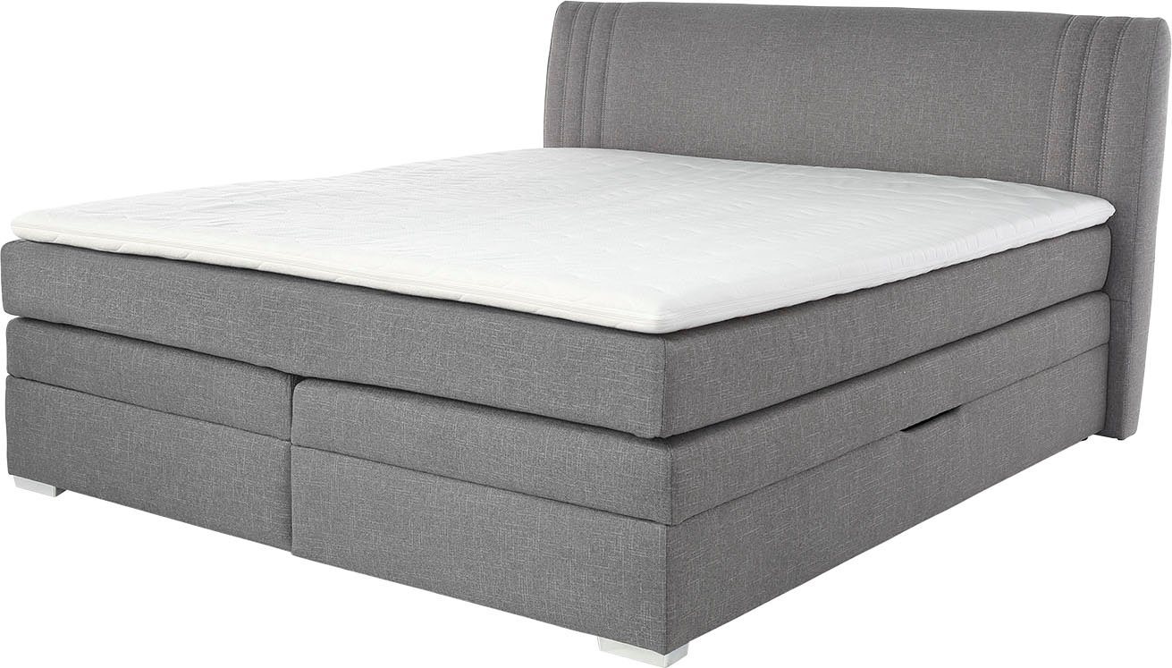 Jockenhöfer Gruppe Boxspringbett AMIRA, mit Bettkasten & Bonell- oder Tonnentaschen-Federkernmatratze (inkl. 6cm PUR-Schaum-Topper), gepolstertes Kopfteil, Stru – Bild 2 von 5
