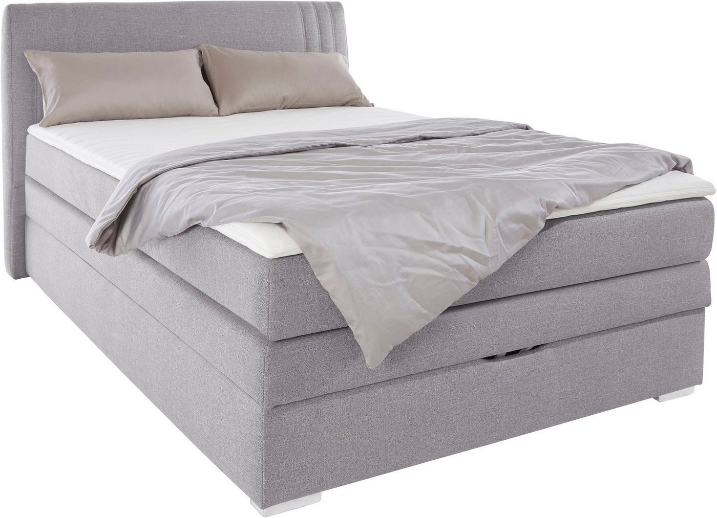Jockenhöfer Gruppe Boxspringbett AMIRA, mit Bettkasten & Bonell- oder Tonnentaschen-Federkernmatratze (inkl. 6cm PUR-Schaum-Topper), gepolstertes Kopfteil, Stru – Bild 2 von 5