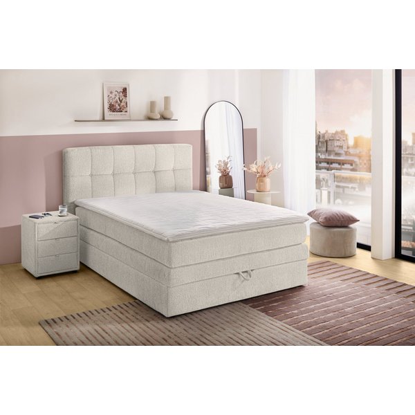 Jockenhöfer Gruppe Boxspringbett AMY mit Bettkasten, inkl. Bonnell- oder Taschenfederkernmatratze H2-H4, mit 6 cm Kaltschaum-Topper, Chenille-Bezug, 120x200 und