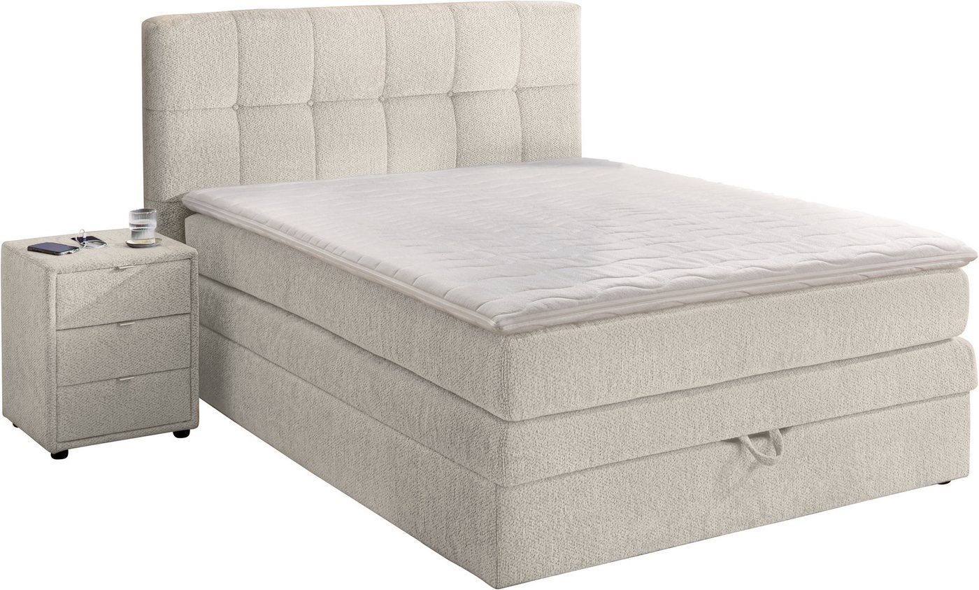 Jockenhöfer Gruppe Boxspringbett AMY mit Bettkasten, inkl. Bonnell- oder Taschenfederkernmatratze H2-H4, mit 6 cm Kaltschaum-Topper, Chenille-Bezug, 120x200 und – Bild 2 von 5