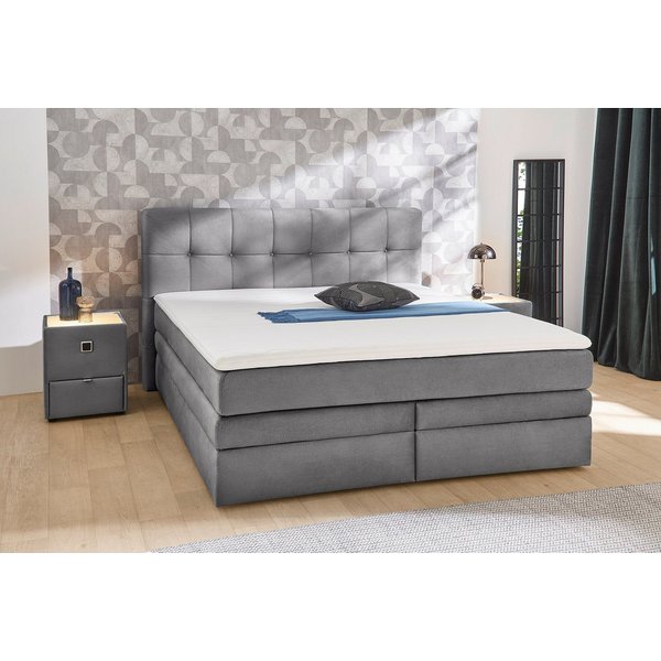 Jockenhöfer Gruppe Boxspringbett AMY mit Bettkasten, inkl. Taschenfederkernmatratze Härtegrad H3-H4, mit 6 cm Kaltschaum-Topper, Samt-Bezug, 180x200 und 200x200