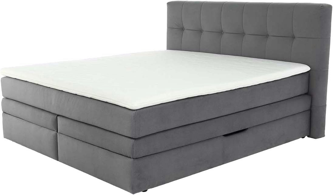 Jockenhöfer Gruppe Boxspringbett AMY mit Bettkasten, inkl. Taschenfederkernmatratze Härtegrad H3-H4, mit 6 cm Kaltschaum-Topper, Samt-Bezug, 180x200 und 200x200 – Bild 2 von 5