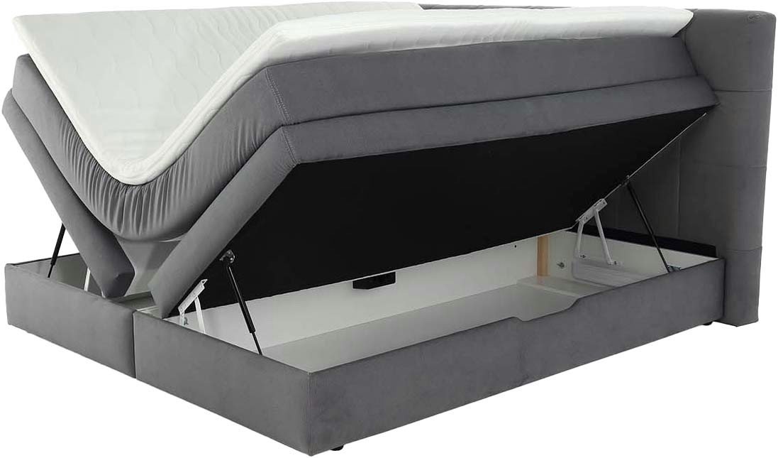 Jockenhöfer Gruppe Boxspringbett AMY mit Bettkasten, inkl. Taschenfederkernmatratze Härtegrad H3-H4, mit 6 cm Kaltschaum-Topper, Samt-Bezug, 180x200 und 200x200 – Bild 3 von 5