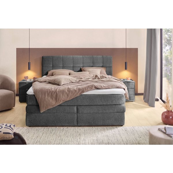 Jockenhöfer Gruppe Boxspringbett AMY mit Bettkasten, inkl. Taschenfederkernmatratze Härtegrad H3-H4, mit 6 cm Kaltschaum-Topper, Chenille-Bezug, 180x200 und 200