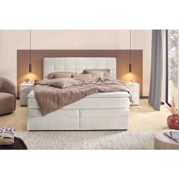 Jockenhöfer Gruppe Boxspringbett AMY mit Bettkasten, inkl. Taschenfederkernmatratze Härtegrad H3-H4, mit 6 cm Kaltschaum-Topper, Chenille-Bezug, 180x200 und 200