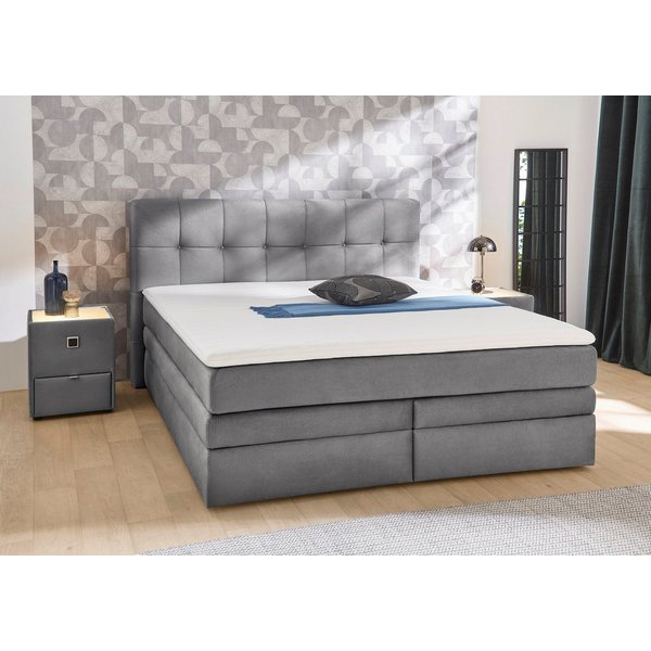 Jockenhöfer Gruppe Boxspringbett AMY mit Bettkasten, inkl. Taschenfederkernmatratze Härtegrad H3-H4, mit 6 cm Kaltschaum-Topper, Samt-Bezug, 180x200 und 200x200