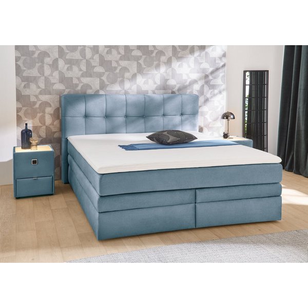 Jockenhöfer Gruppe Boxspringbett AMY mit Bettkasten, inkl. Taschenfederkernmatratze Härtegrad H3-H4, mit 6 cm Kaltschaum-Topper, Samt-Bezug, 180x200 und 200x200