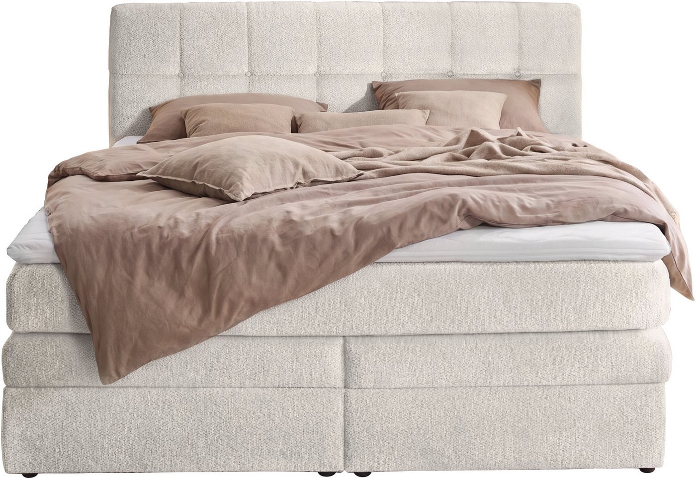 Jockenhöfer Gruppe Boxspringbett AMY mit Bettkasten, inkl. Taschenfederkernmatratze Härtegrad H3-H4, mit 6 cm Kaltschaum-Topper, Chenille-Bezug, 180x200 und 200 – Bild 2 von 5