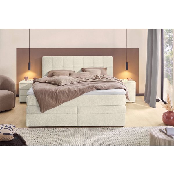 Jockenhöfer Gruppe Boxspringbett AMY mit Bettkasten, inkl. Taschenfederkernmatratze Härtegrad H3-H4, mit 6 cm Kaltschaum-Topper, Chenille-Bezug, 180x200 und 200