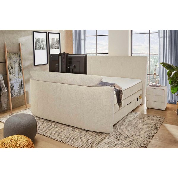 Jockenhöfer Gruppe Boxspringbett BEL AIR, Stauraumbett mit Bettkasten und TV-Lift, inkl. 7-Zonen-TTFK-Matratze H3/H4 und Kaltschaumtopper, 180cm x 200cm