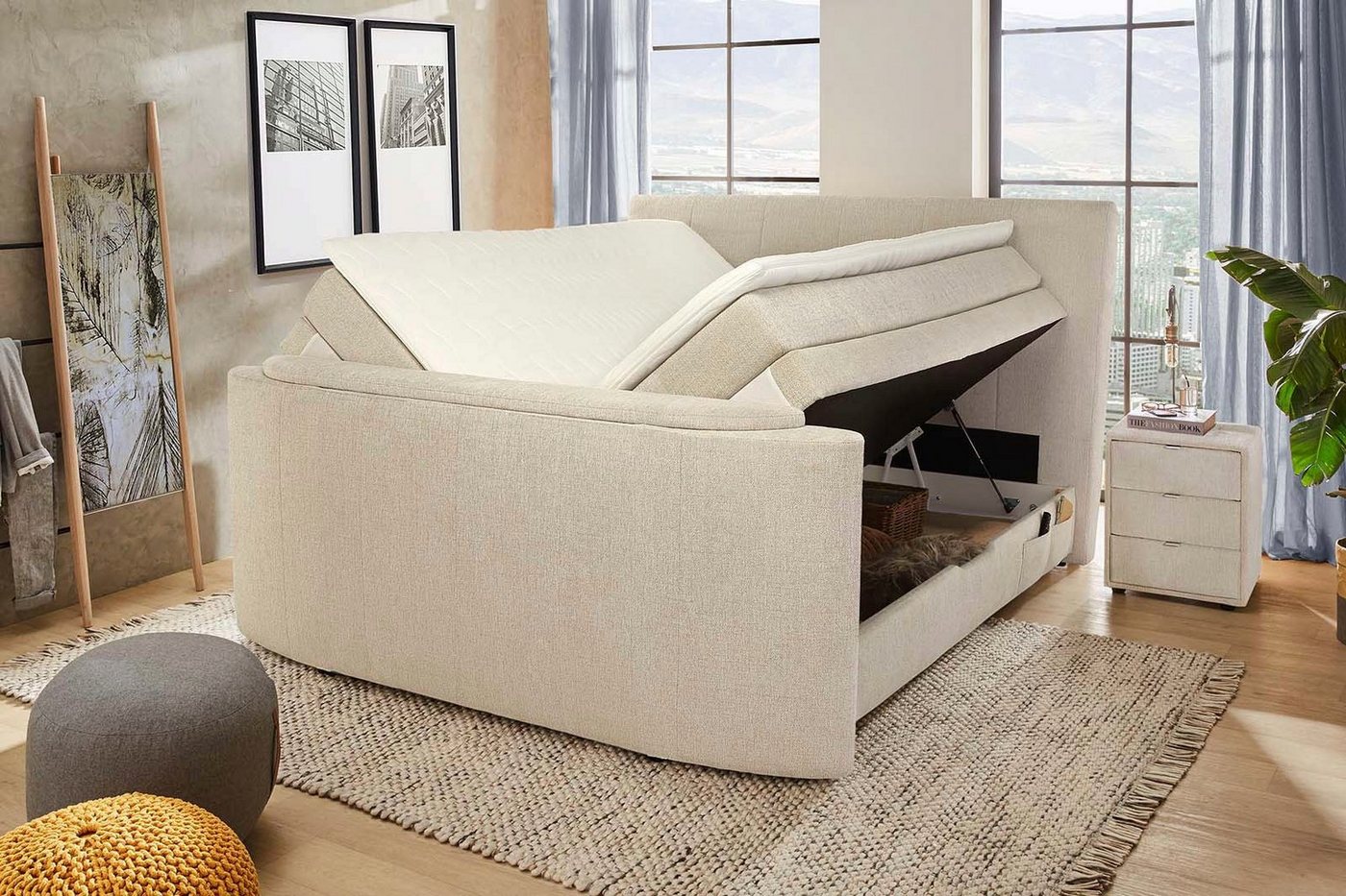Jockenhöfer Gruppe Boxspringbett BEL AIR, Stauraumbett mit Bettkasten und TV-Lift, inkl. 7-Zonen-TTFK-Matratze H3/H4 und Kaltschaumtopper, 180cm x 200cm – Bild 4 von 5
