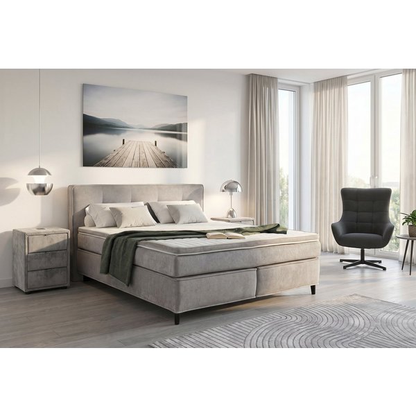 Jockenhöfer Gruppe Boxspringbett CAPELLO, inkl. Taschenfederkernmatratze H3-H4 und 6cm Kaltschaumtopper, Bezug: Feingewebe, 160x200 oder 180x200 cm