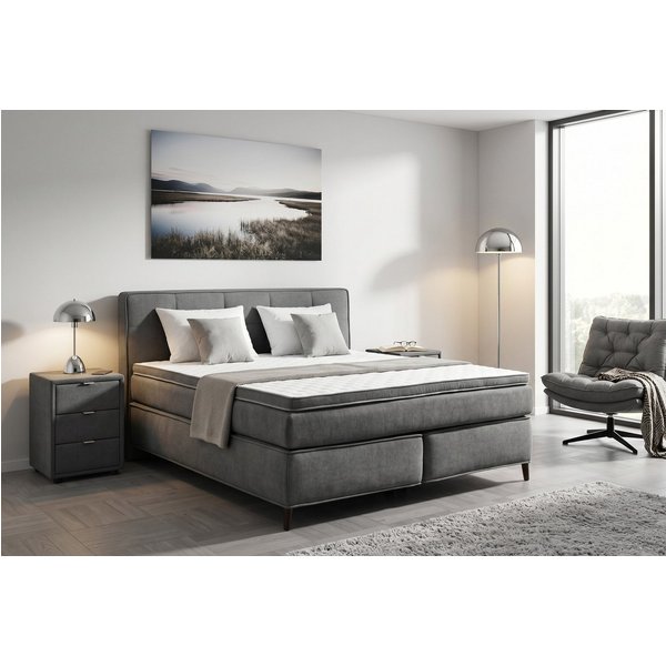 Jockenhöfer Gruppe Boxspringbett CAPELLO, inkl. Taschenfederkernmatratze H3-H4 und 6cm Kaltschaumtopper, Bezug: Flachgewebe, 160x200 oder 180x200 cm
