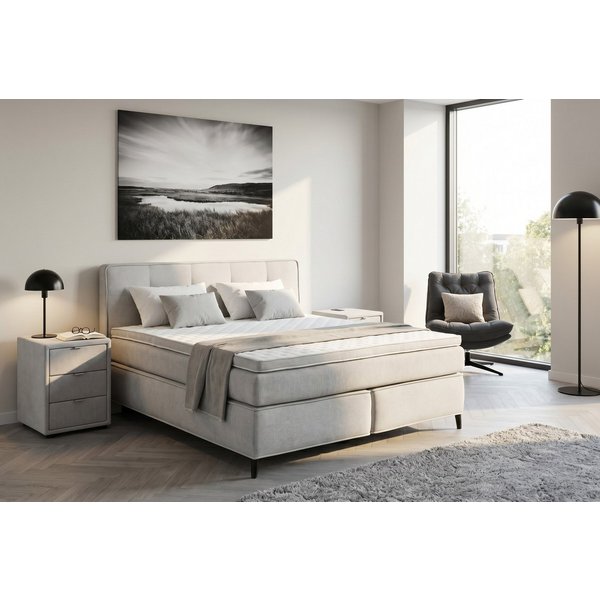 Jockenhöfer Gruppe Boxspringbett CAPELLO, inkl. Taschenfederkernmatratze H3-H4 und 6cm Kaltschaumtopper, Bezug: Flachgewebe, 160x200 oder 180x200 cm