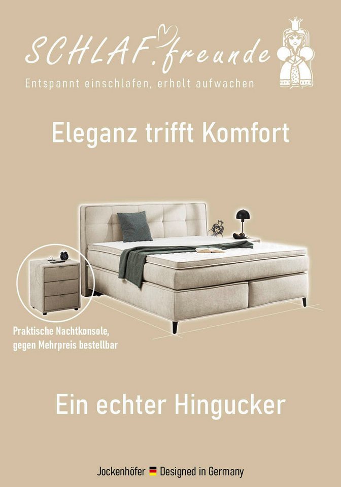 Jockenhöfer Gruppe Boxspringbett CAPELLO, inkl. Taschenfederkernmatratze H3-H4 und 6cm Kaltschaumtopper, Bezug: Flachgewebe, 160x200 oder 180x200 cm – Bild 3 von 5