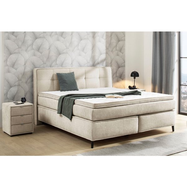 Jockenhöfer Gruppe Boxspringbett CAPELLO, inkl. Taschenfederkernmatratze H3-H4 und 6cm Kaltschaumtopper, Bezug: Flachgewebe, 160x200 oder 180x200 cm