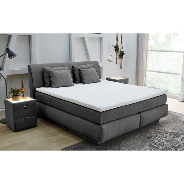Jockenhöfer Gruppe Boxspringbett CARLA, wahlweise mit Bettkasten, Inkl. Topper & 4 Kissen (Mit Bonnell- oder Taschenfederkernmatratze H2-H4), mit Webstoff bezog