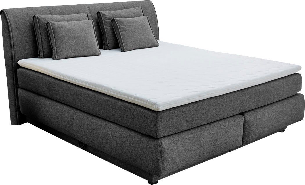 Jockenhöfer Gruppe Boxspringbett CARLA, wahlweise mit Bettkasten, Inkl. Topper & 4 Kissen (Mit Bonnell- oder Taschenfederkernmatratze H2-H4), mit Webstoff bezog – Bild 2 von 5
