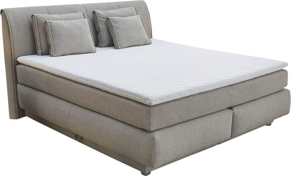 Jockenhöfer Gruppe Boxspringbett CARLA, wahlweise mit Bettkasten, Inkl. Topper & 4 Kissen (Mit Bonnell- oder Taschenfederkernmatratze H2-H4), mit Webstoff bezog – Bild 2 von 5