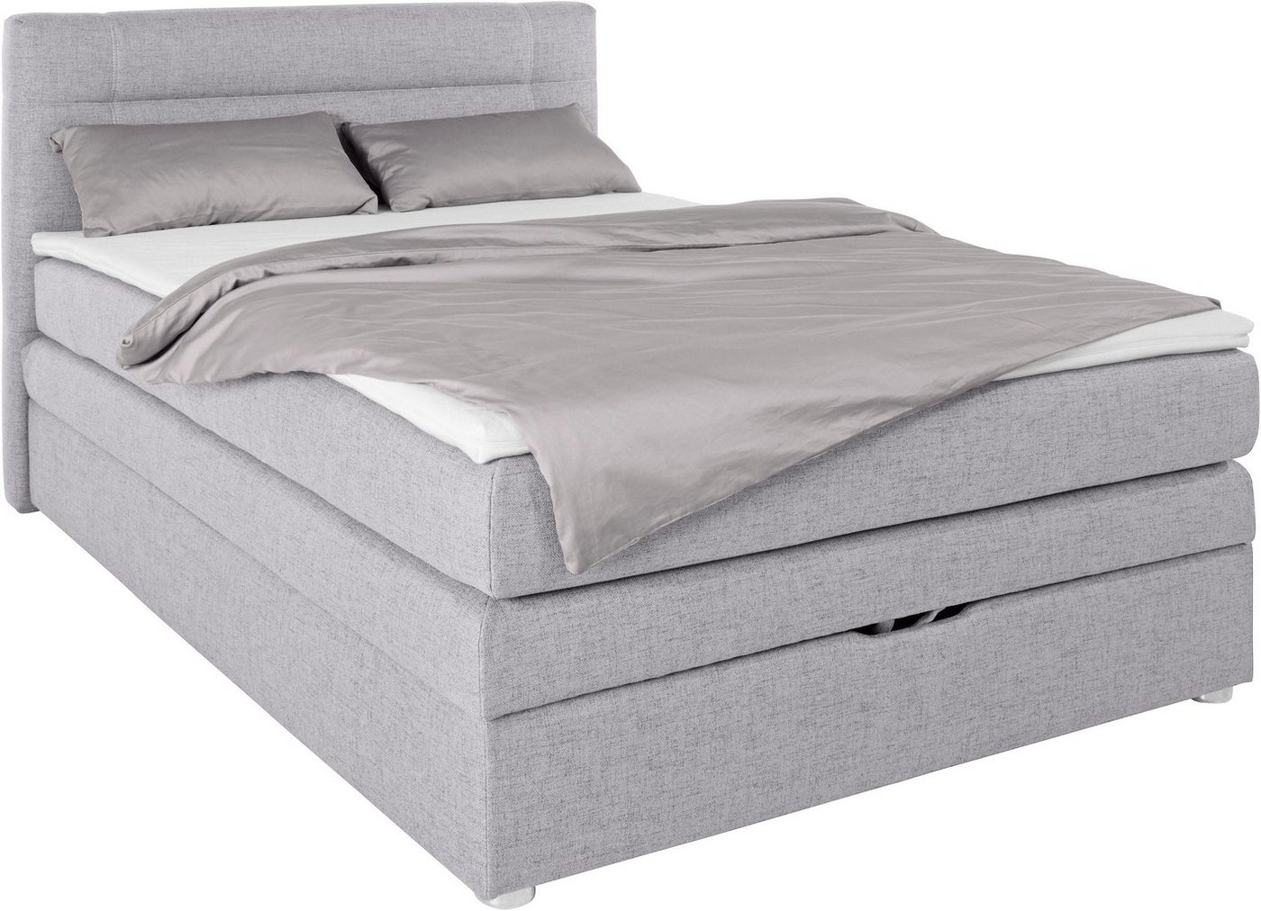 Jockenhöfer Gruppe Boxspringbett CARMEN, Stauraumbett mit Bettkasten & Bonnell-/TTFK-Matratze, Inkl. PUR-Schaum-Topper, weicher Webstoff-Bezug, 120/140 cm x200  – Bild 5 von 5