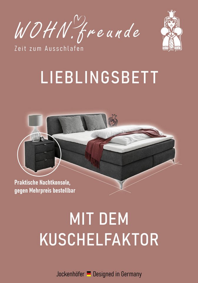 Jockenhöfer Gruppe Boxspringbett ELFIE inkl. Bonnell- oder TTFK-Matratze H2-H4, mit 6 cm Topper, Luxus-Microfaser-Bezug, 90/140/180 cm x 200 cm – Bild 3 von 5