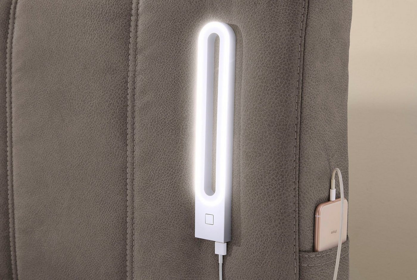 Jockenhöfer Gruppe Boxspringbett KATI mit Stauraum, inkl. Bonnellmatratze H2/H3 (Mit PUR-Schaum-Topper), Höhenverstellbares Kopfteil mit LED´s, USB- Ladeports 1 – Bild 5 von 5