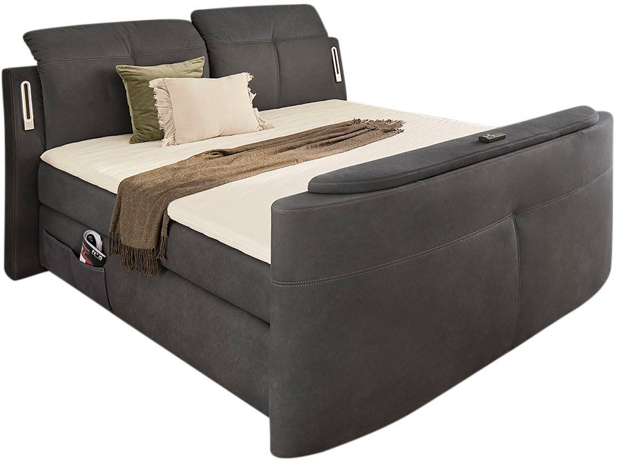 Jockenhöfer Gruppe Boxspringbett MOVIESTAR, mit Taschenfederkernmatratze H3-H4, inkl. LED-Beleuchtung (mit versenkbarem TV-Lift und Fernbedienung, verstellbare  – Bild 2 von 5