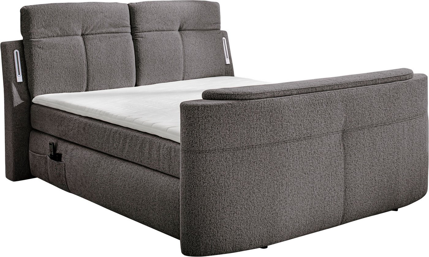 Jockenhöfer Gruppe Boxspringbett MOVIESTAR, mit Taschenfederkernmatratze H3-H4, inkl. LED-Beleuchtung (mit versenkbarem TV-Lift und Fernbedienung, verstellbare  – Bild 2 von 5